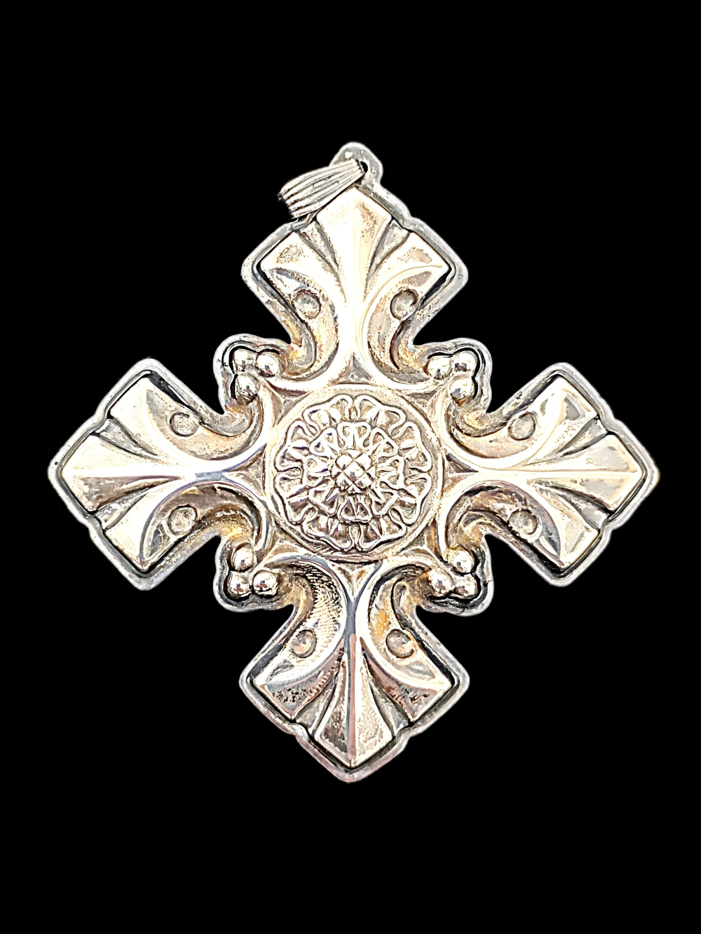1976 Reed & Barton Sterling Silver Tudor Rose Cross Ornament
